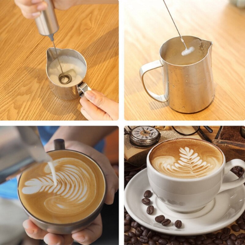 Milchaufschäumer Handheld Elektrische, Reise Kaffee Edelstahl-düse. Kaffee Edelstahl-düse für Milch Schäumen, Latte/Cappuccino Rührgerät-düse für Trinken,