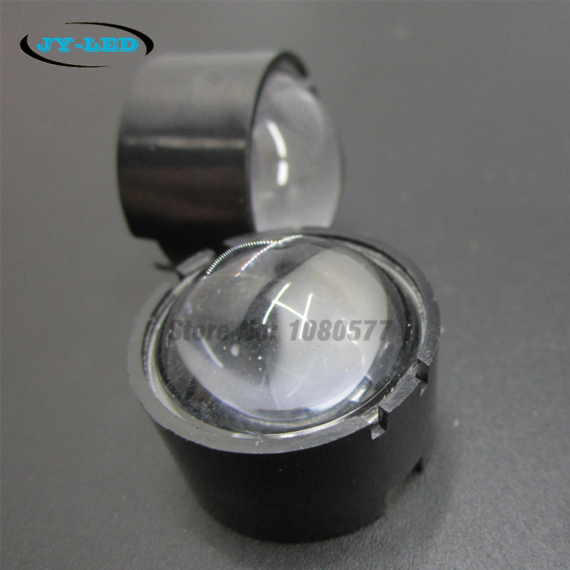 50 satz Schwarz Objektiv Halfter + Halbkreis Konvexen 23mm LED objektiv 60 Grad Optische PMMA Linsen Für Objektiv reflektor