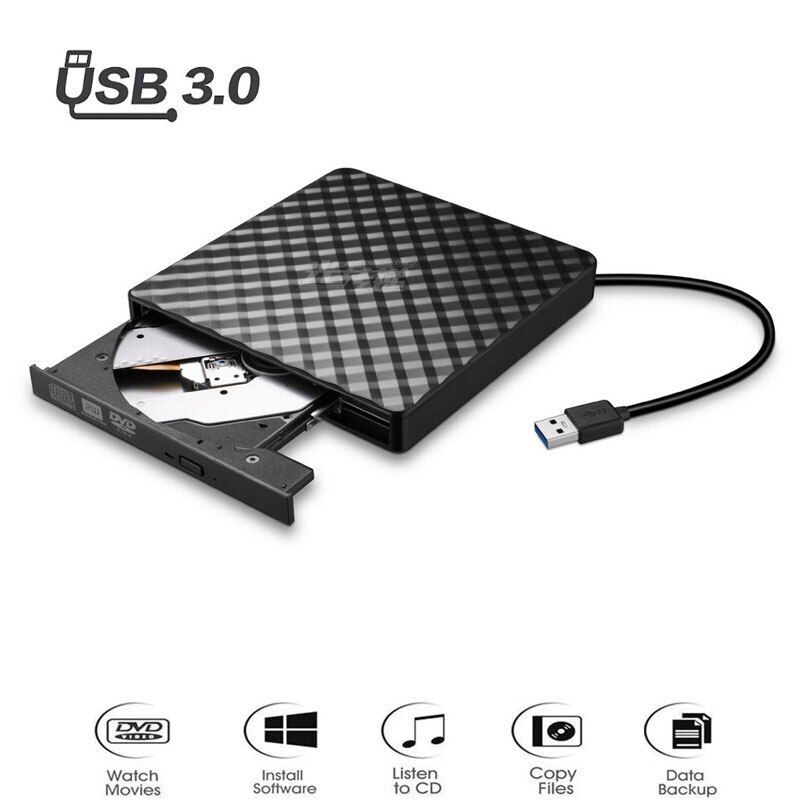 Cd-Spieler Externe DVD CD Fahrer, USB 3,0 Tragbare Schlanke Brenner DVD +/-RW Schriftsteller Stecker und Spielen DVD/CD-Rom für PC Fenster 10/8/7
