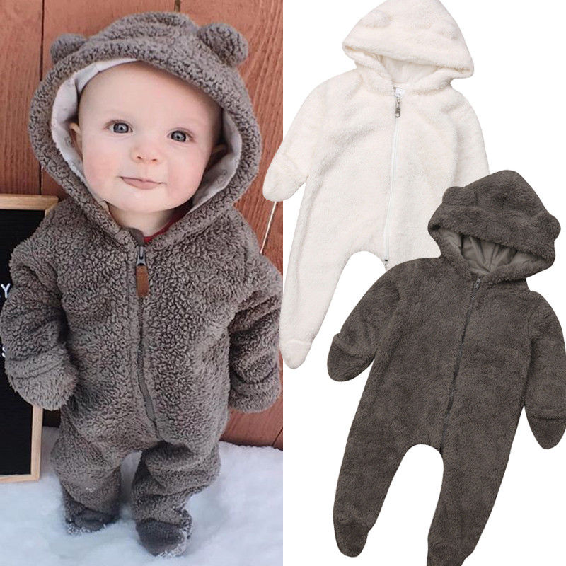 Herbst Neugeborenen Baby Mädchen Jungen Kleidung verschwommen Kapuzen Solide Reißverschluss Geschlossen Gesamt Winter Outfits Kleidung Gesamt