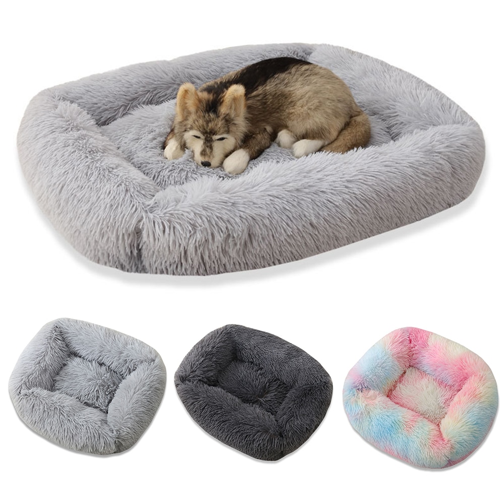 Rechteckigen Plüsch Katze Hunde Bett Haus Weiche Lange Plüsch Katze Bett Haustier Hunde Bett Für Kleine Katzen Nest Winter warm schlafen Bett Welpen matt