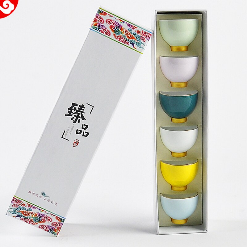 6 teile/satz Chinesischen Teetasse Keramik Tasse Handgemachte Bunte Kung Fu Tee Tasse Regenbogen Persönliche Genießen Tee-einstellen Für