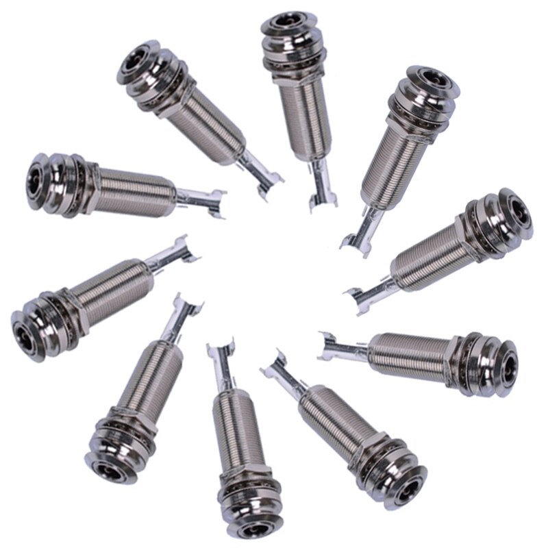 10Stck Gitarre aufsammeln Endpin Ausgang Jack Nickel Gurt sperren Chrom Gitarre Zylinder Jack