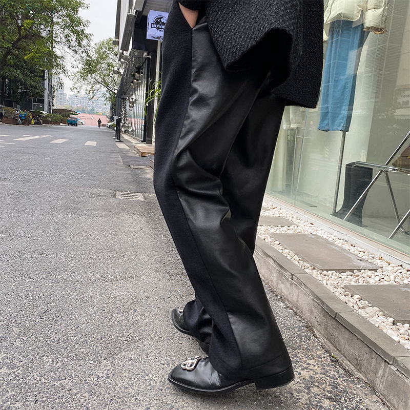 Herbst Winter lässig Leder Hosen männer Persönlichkeit Hosen Männer Streetwear Kühle Koreanische Gerade Bein Hosen Herren