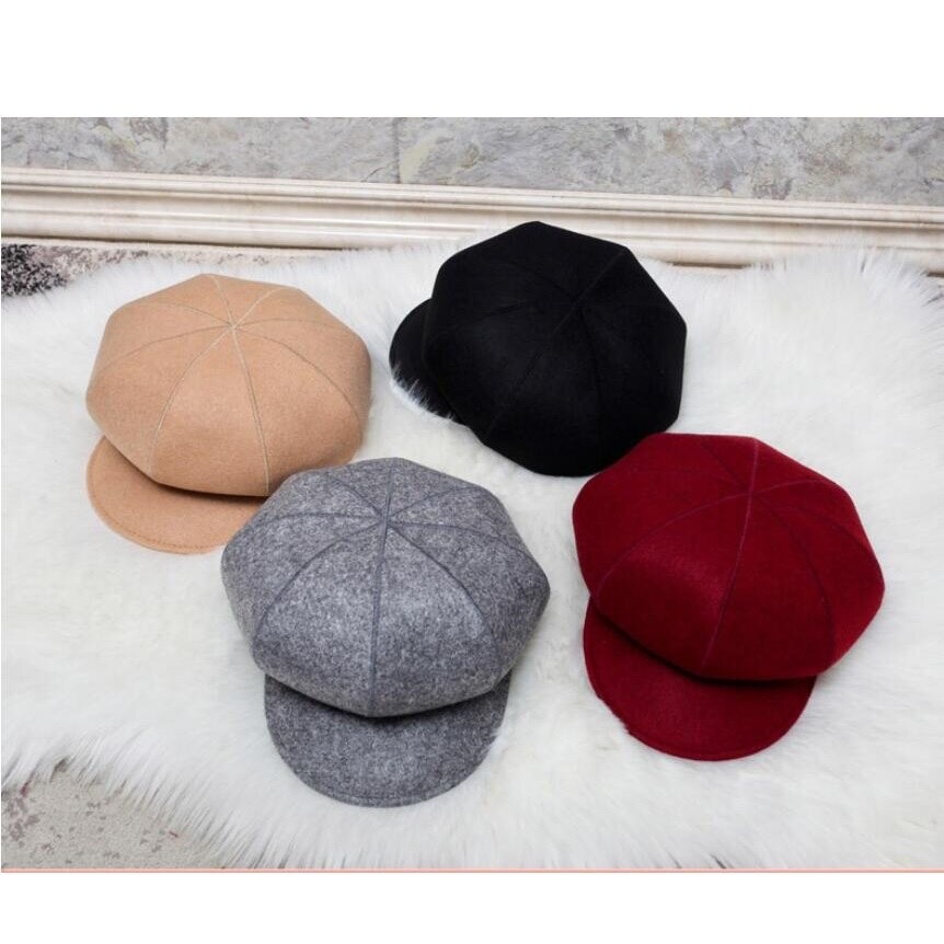 Herbst Winter Hüte Für Frauen Solide schlicht achteckige kappe NewBoy Kappe Männer Damen lässig Wolle Hütte Winter Baskenmütze Maler Kappen