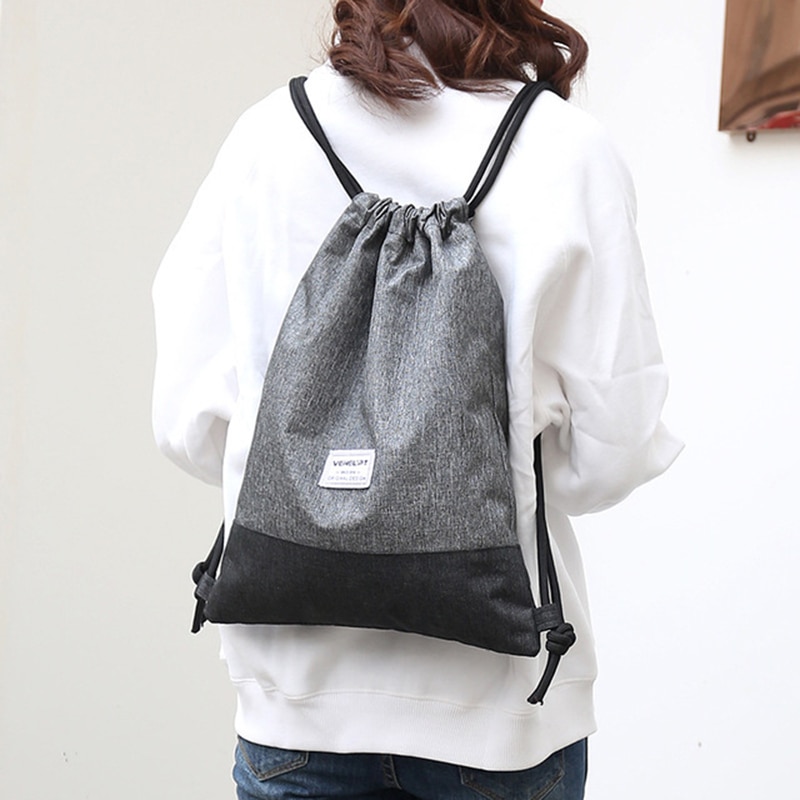 Frauen Männer Kordelzug Taschen Frauen Leinwand Rucksack Strand Tasche draussen Fitness Sport Tasche Bündel Tasche Reise Softback Frauen Mochila