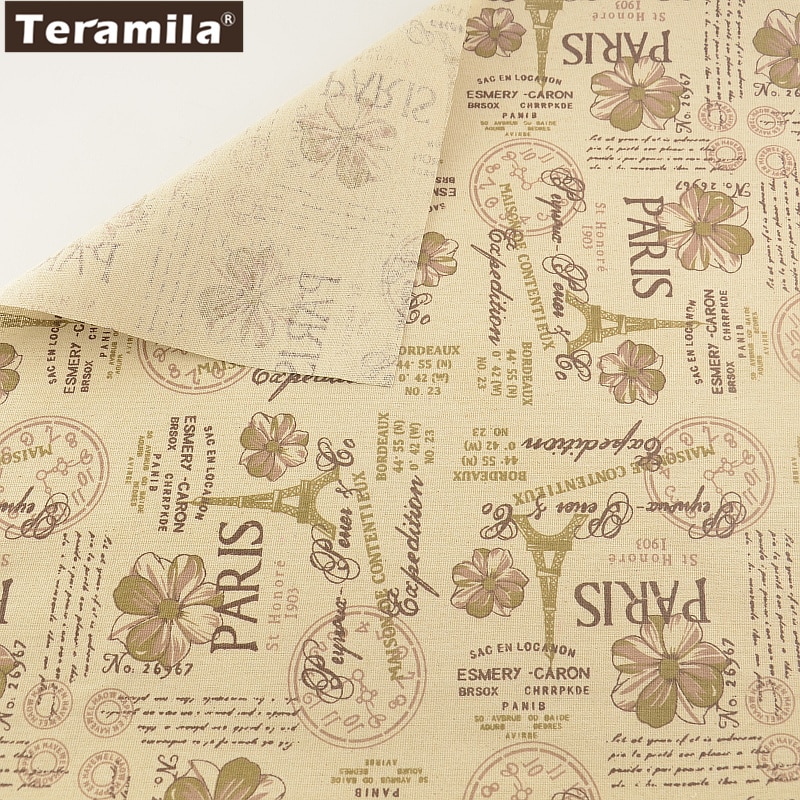 TERAMILA Drucken Turm und Blume Entwürfe Baumwolle Leinen Stoff Tasche Vorhang Kissen Kissen NäHenne Material Tissu Tischdecke Kissen