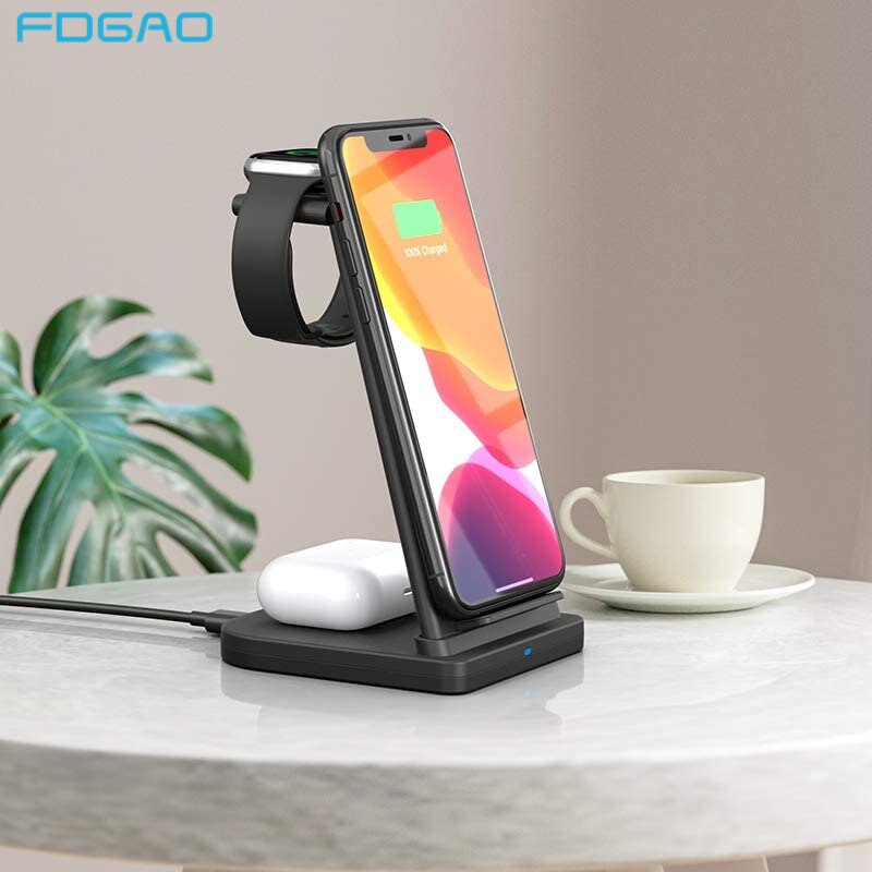 Qi 15W Schnelle Drahtlose Ladegerät Für iPhone 8 X XR XS 11 12 Profi Max 3 in 1 Ladung Bahnhof für Apfel Uhr 6 SE 5 4 3 2 Airpods Profi