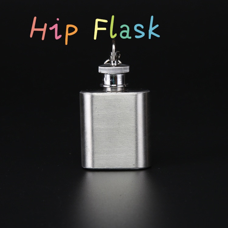 1 stücke Mini Glaskolben Hüfte Tragbare Flaschen Edelstahl Kappe Hüfte Tasche Mit Keychain Kreative Krug Getränk Lustige zwinkern Trinken töpfe
