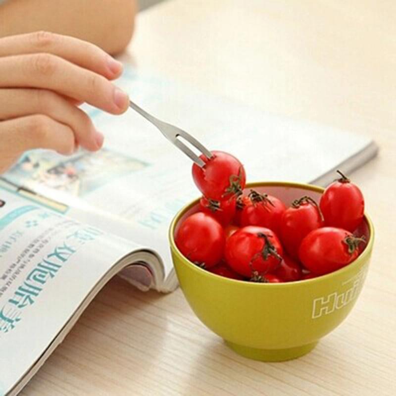 Edelstahl obst gabel kuchen Nachtisch Nachtisch salat besteck gabel zwei zähne gabel einstellen obst gabel salat besteck küche werkzeuge