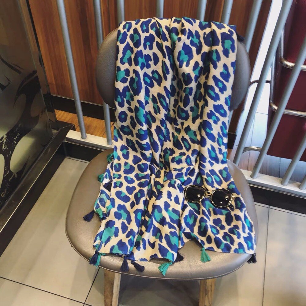 herbst Winter Leopard Quaste Viskose Schal Frauen Schals und wickelt Pashminas Hijab Stola Foulards Muslimischen 180*100 cm