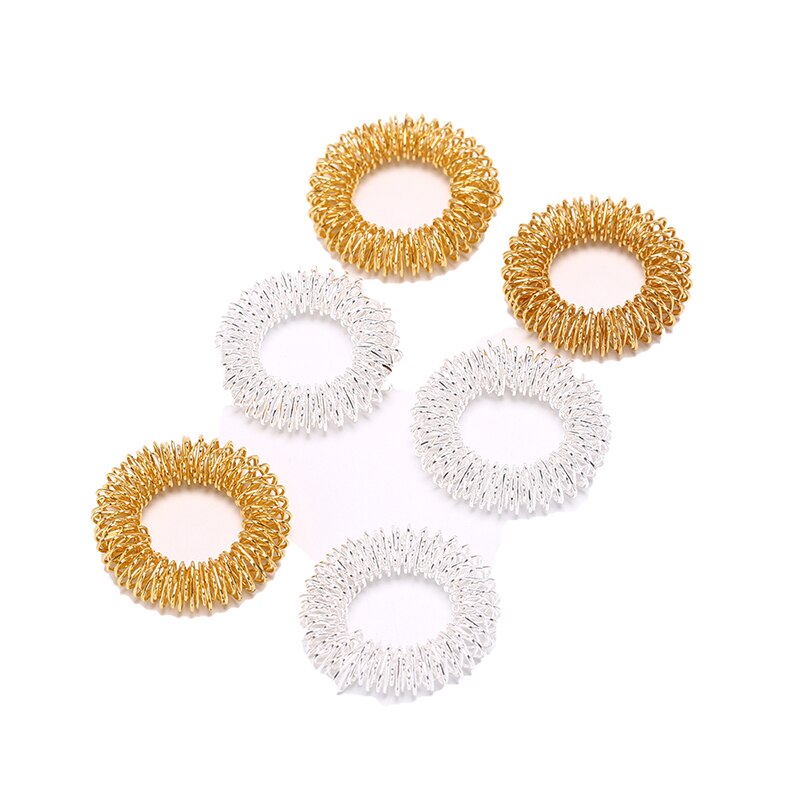 2 Teile/satz Gold/Silber Finger Massage Ring Akupunktur Ring Gesundheit Pflege Körper Massagegerät Entspannen Hand Massage Finger verlieren Gewicht ringe