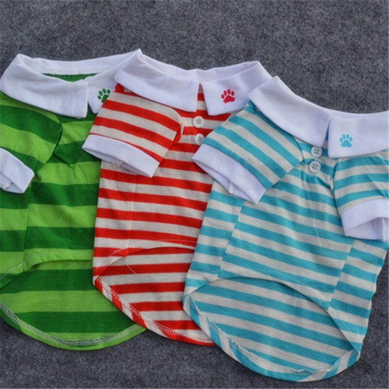 Haustier Kleidung Gestreiften Kleidung für Hund Kleine Kostüm Sweatshirt Pfote Druck Hemd Hunde Sommer GrüNe T-Shirt Kragen Perro