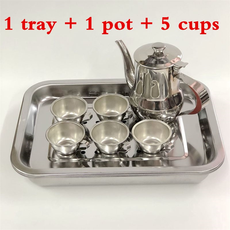 Edelstahl Tee platte tablett gericht Wärme Tee topf tasse teegeschirr setzt exquisit Wasserkocher Tee werkzeuge japanische Tee-einstellen chinesischen teekanne