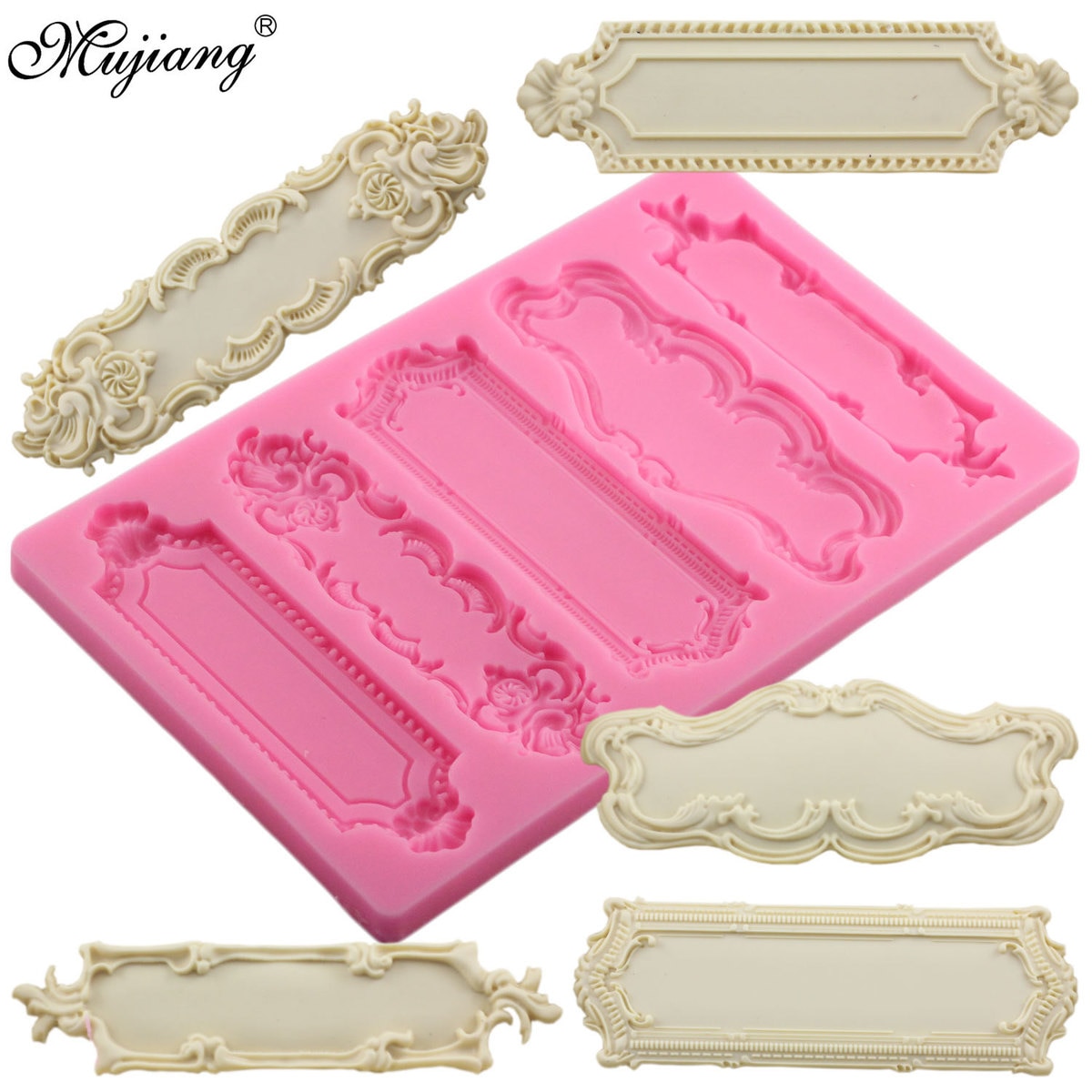 DIY Kuchen Backen Rahmen Kuchen Grenze Silikon Formen 3D Cupcake Fondant Dekorieren Werkzeuge Süßigkeit Tonne Schokolade Gumpaste bilden