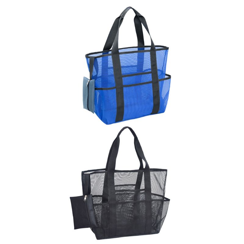 extra Große Kapazität Strand Totes Gittergewebe Tasche mit Taschen Reißverschluss schwer Pflicht Leichte und Faltbare Übergroßen tragen Lagerung Sport