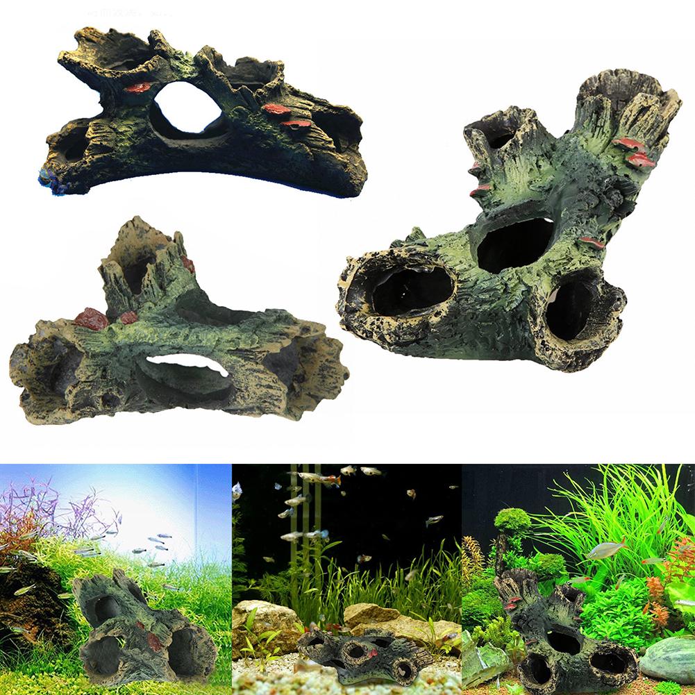 12/16CM Simulation Harz Künstliche Toten Holz See versteckt Höhle Lebensraum Aquarium Aquarium Ornament DIY Heimat Dekor Haustier Haus HEIßER