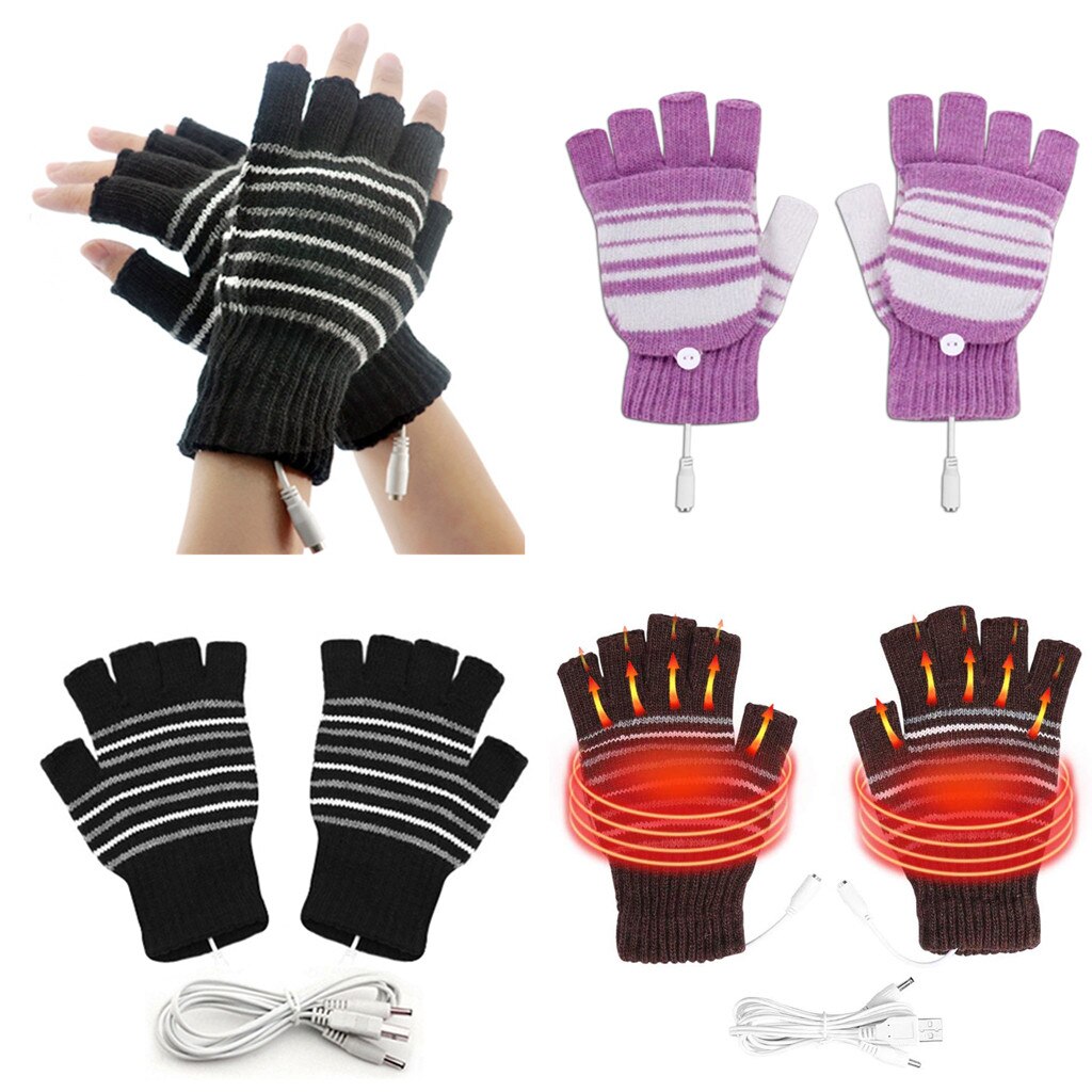 Neue unisex Laptop USB Erhitzt Handschuh Handschuhe Baumwolle Frauen Männer FullHalf Finger Winter warm stricken Hand Handschuhe Guantes Invierno Mujer