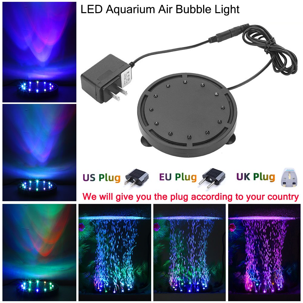 10,5-12,5 CM RGB LED Aquarium Licht Aquarium Tauch Licht Aquatische Luft blasiert Oxygenierung Lampe EU UNS Stecker fisch Panzer Licht