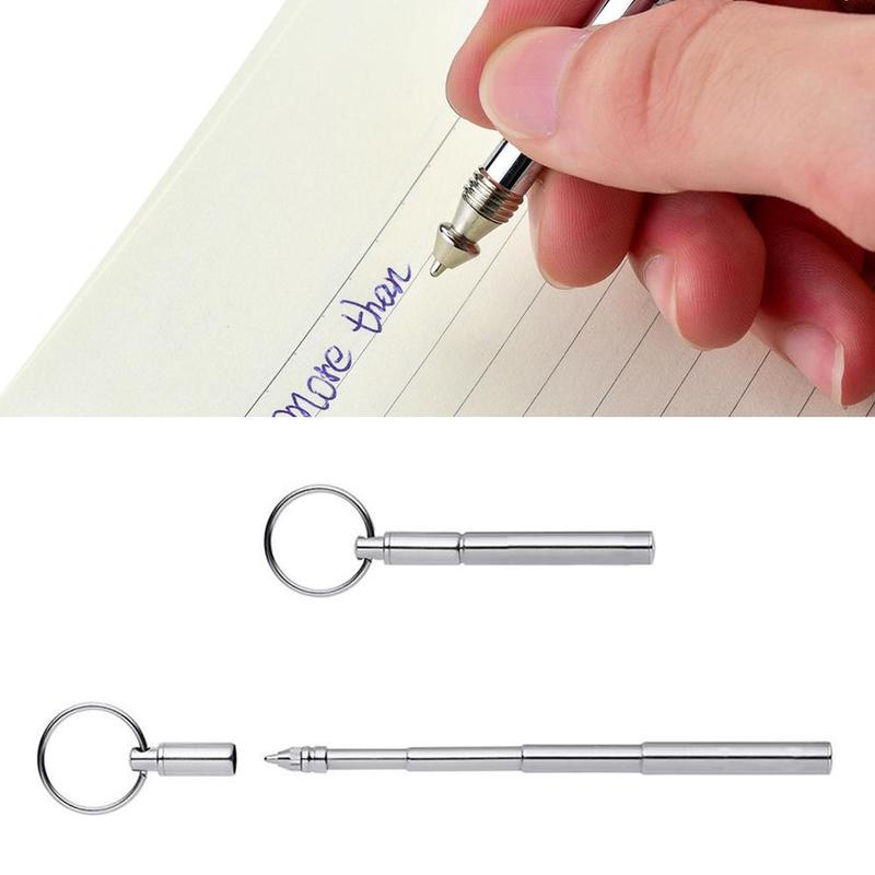 Neue Tragbare stahl teleskop stift werkzeug Metall Schlüssel Ring Werkzeug Kreative Stift Keychain Ergonomische Kugelschreiber