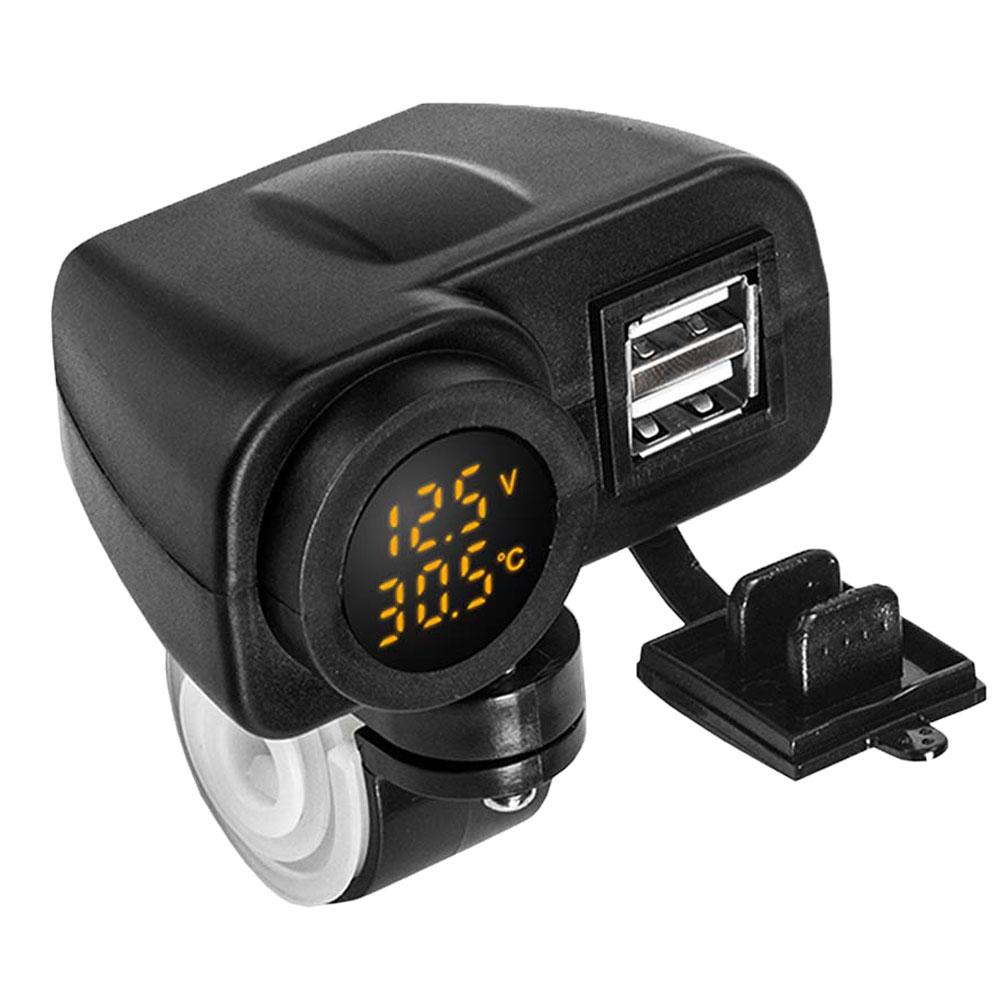 DC12V-24V Motorrad Motorrad Dual USB 2,0 Ladegerät DC 5V 4,2 A LED Digital Spannung Anzeige Thermometer Motorrad Zubehör
