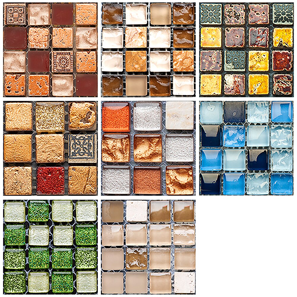10 teile/satz DIY Küche Schlecht Hause Fliesen Aufkleber 10x10cm Jahrgang Mosaik Zauberstab Fliesen Aufkleber Wasserdicht selbst-klebstoff Boden Decals