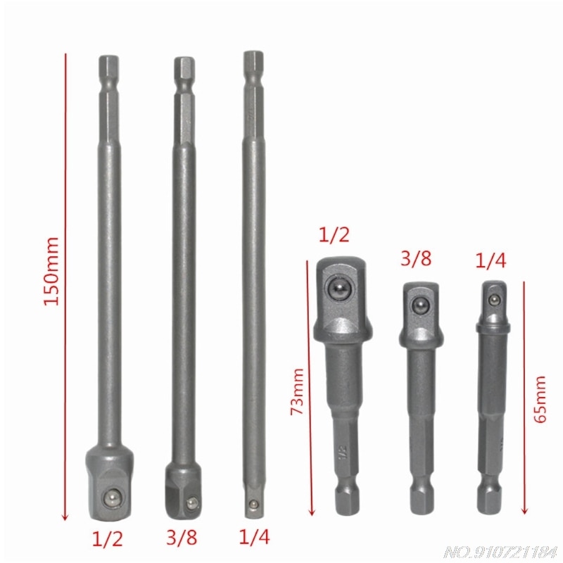6 stücke verhexen Schaft Schlüssel Stock Energie Erweiterung Bohrmaschine bisschen Sockel Adapter Halfter 1/4 '3/8' 1/2 'D07 20