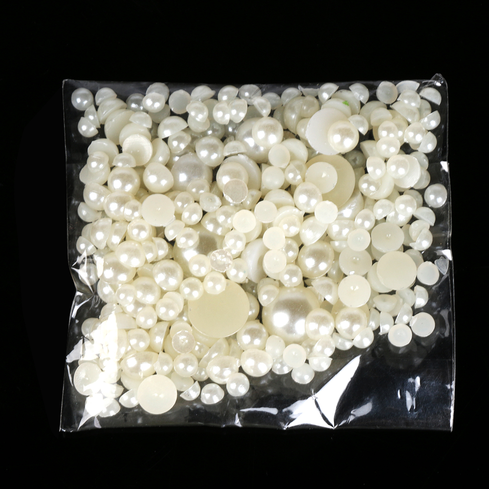 1000 teile/paket Gemischt Größe ABS Nachahmung Perlen Beinahe Runde Flatback Harz Perlen Für DIY Handwerk Dekoration Nagel Kunst