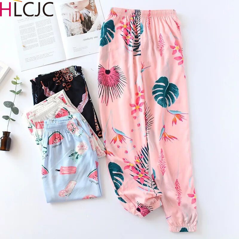 Frauen 100% Baumwolle Salon Hosen Länge Lange Schlafanzug Unten Gedruckt Pijama Hosen Frauen Böden Schlaf Tragen Für Frauen Hause hosen
