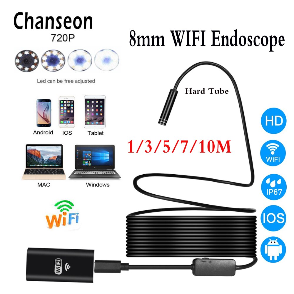 Chanseon 8mm Wifi Endoskop Kamera IOS Endoskop Für Iphone HD Mini Kamera 720 p Endoskop Wasserdichte Kamera Endoskopische schwer badewanne