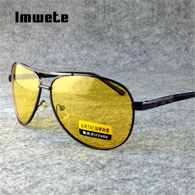 Imwete Polarisierte Sonnenbrille Männer TAC Sonnenbrille Weiblich Männlich Nachtsicht Fahren Brille UV400 Gelb Objektiv Brillen