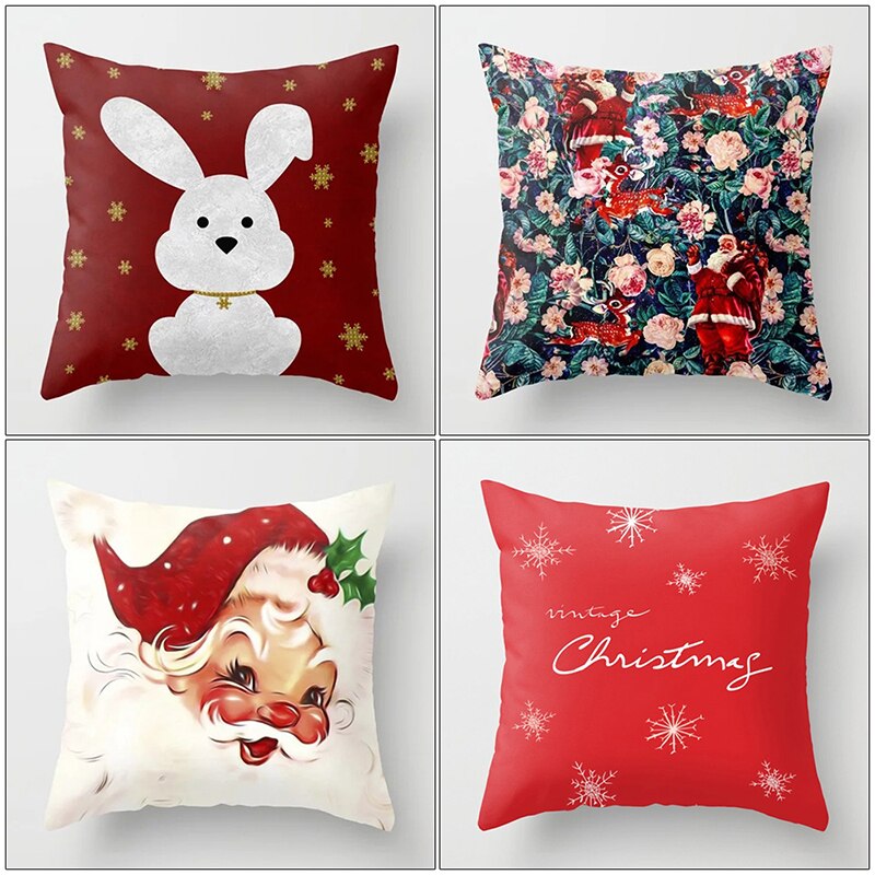 Heißer Weihnachten Sofa Kissen Kissen Abdeckung Kissenbezug Santa Claus Elch Karikatur Gedruckt Auto Sitz Kissen Heimat Dekor 45*45cm