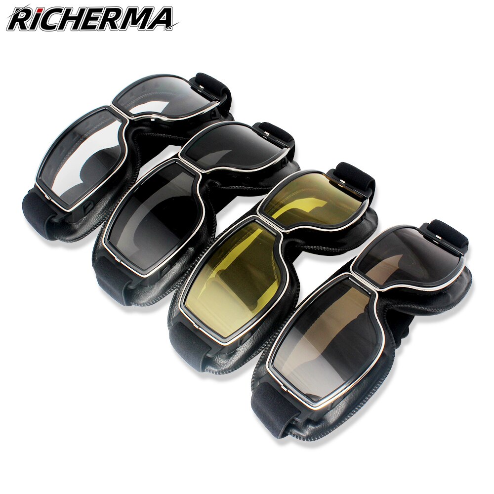Steampunk retro Motorrad Brille Anti-Blendung Flieger Gläser draussen Winddicht Schmutz Fahrrad aus-Straße Moto-Cross Brille