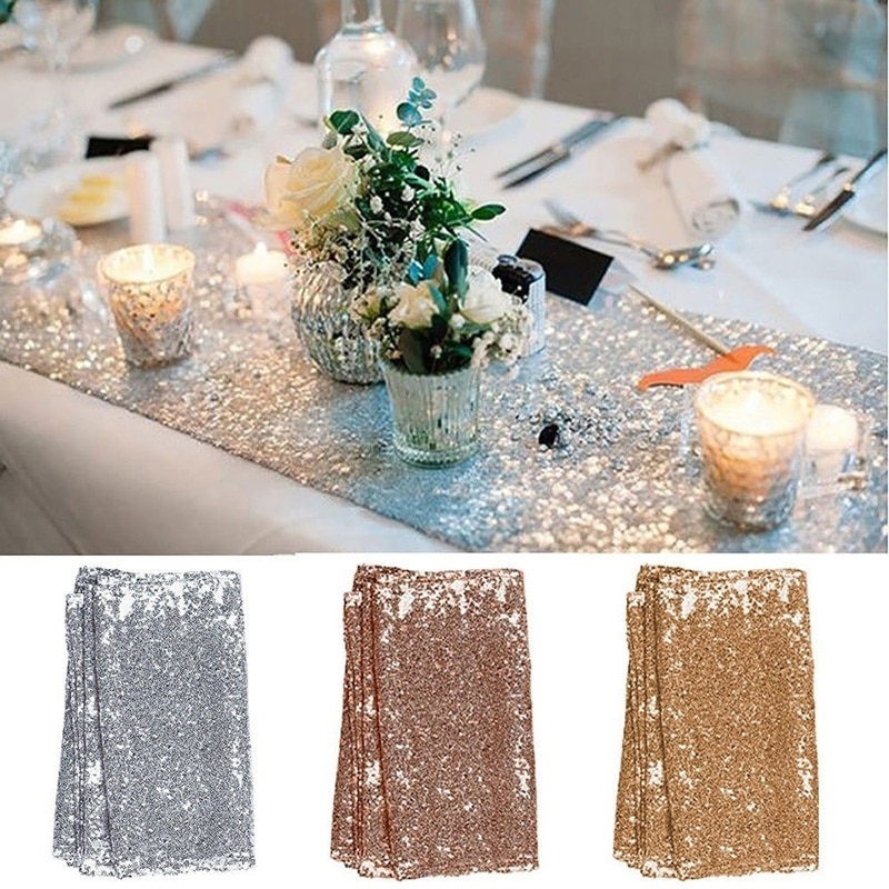 30x180cm Gold Rose Gold Silber Pailletten Tisch Tuch Läufer Für Hochzeiten Party Weihnachten Bankett Tisch Dekoration Tisch läufer