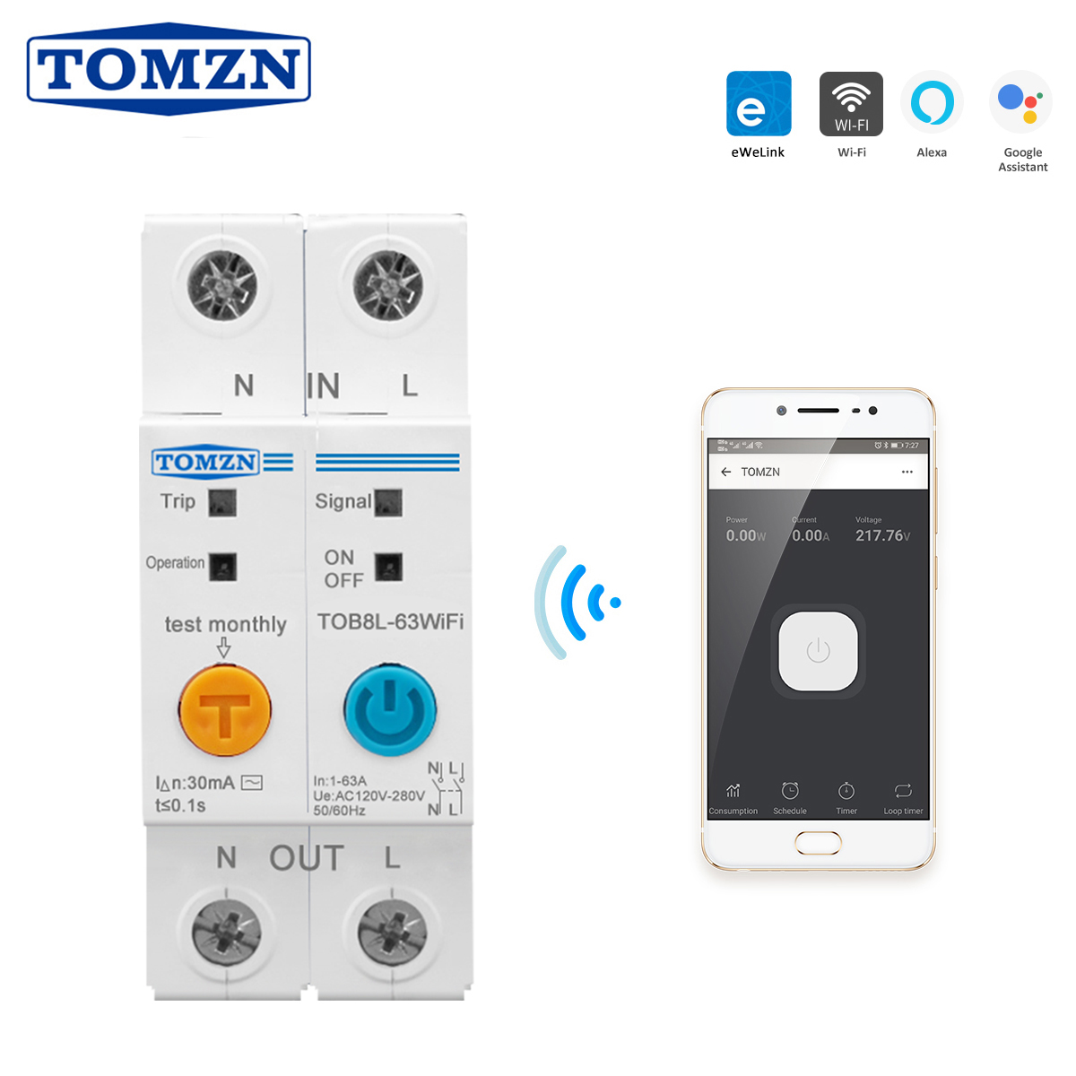 63A Ewelink Einphasig WIFI Clever Energie Meter Kwh Messung Überwachung Schaltkreis Unterbrecher Timer Relais mit Leckage Schutz