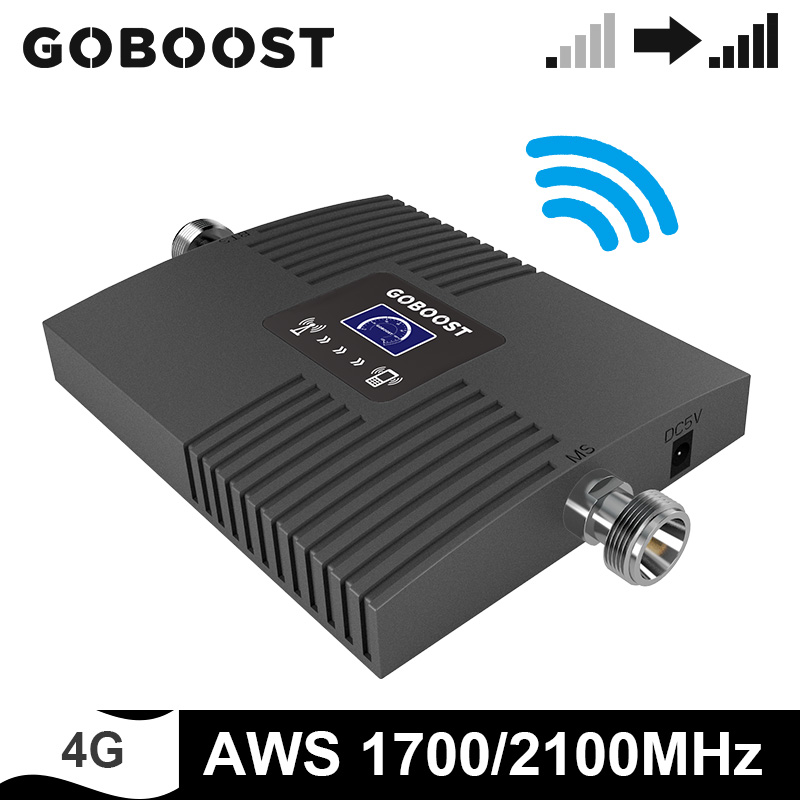 GOBOOST Band 4 Single Band zellular Verstärker FDD LTE AWS 1700 2100 MHz Verstärkung 65dB Signal Booster 4g Handy, Mobiltelefon Signal Verstärker