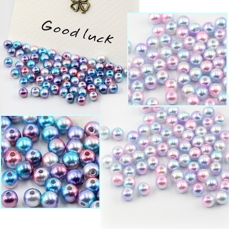 6mm-12mm Gradienten Farbe Perle Cabochon Runde Perle Nachahmung ABS Perlen Schmuck Erkenntnisse DIY Kleid NäHenne Perlen