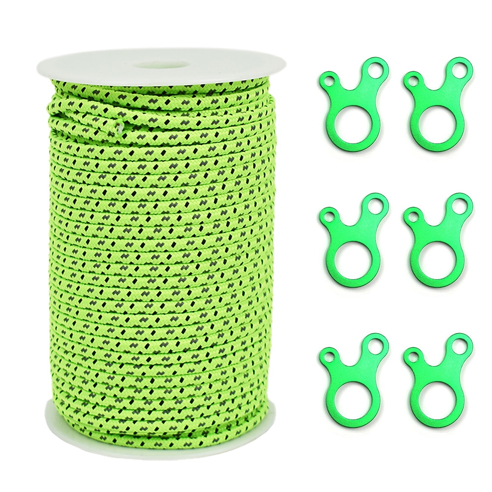 2,5mm/4mm 50M Reflektierende Zelt Abspann Seil Paracord mit 6 Abspann Erzähler Spann für draussen Camping zelt Markise