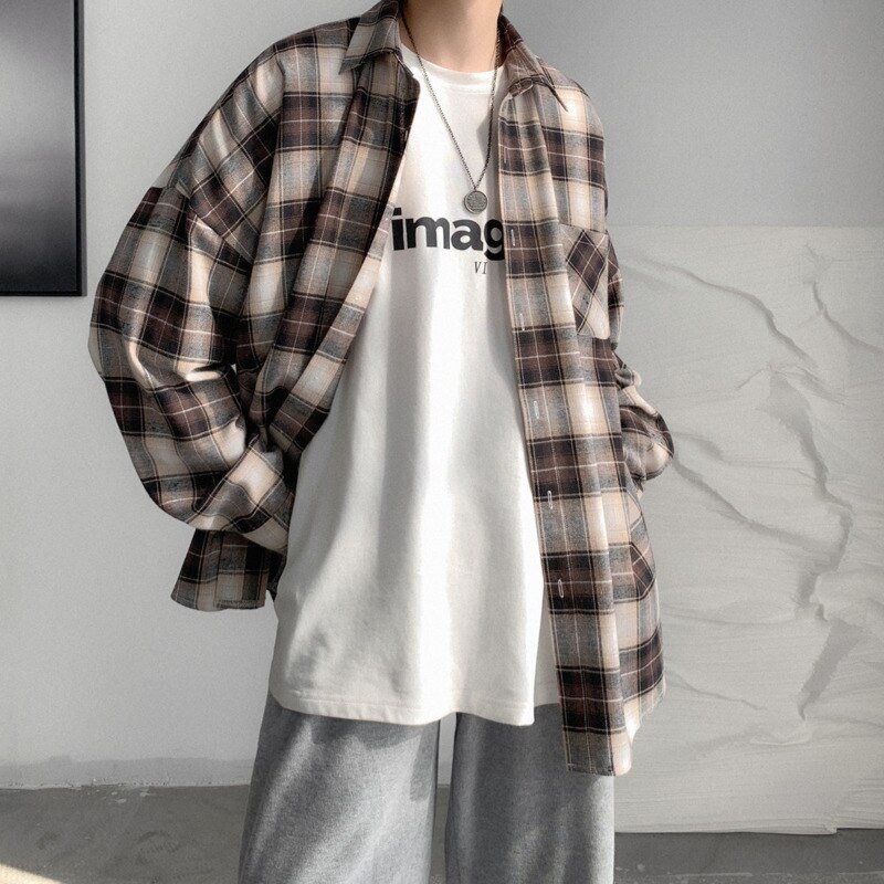 Frühling Und Herbst Kariertes Hemd männer retro lässig Shirt Männer Streetwear Koreanische verlieren langarm Hemden Herren m-XL