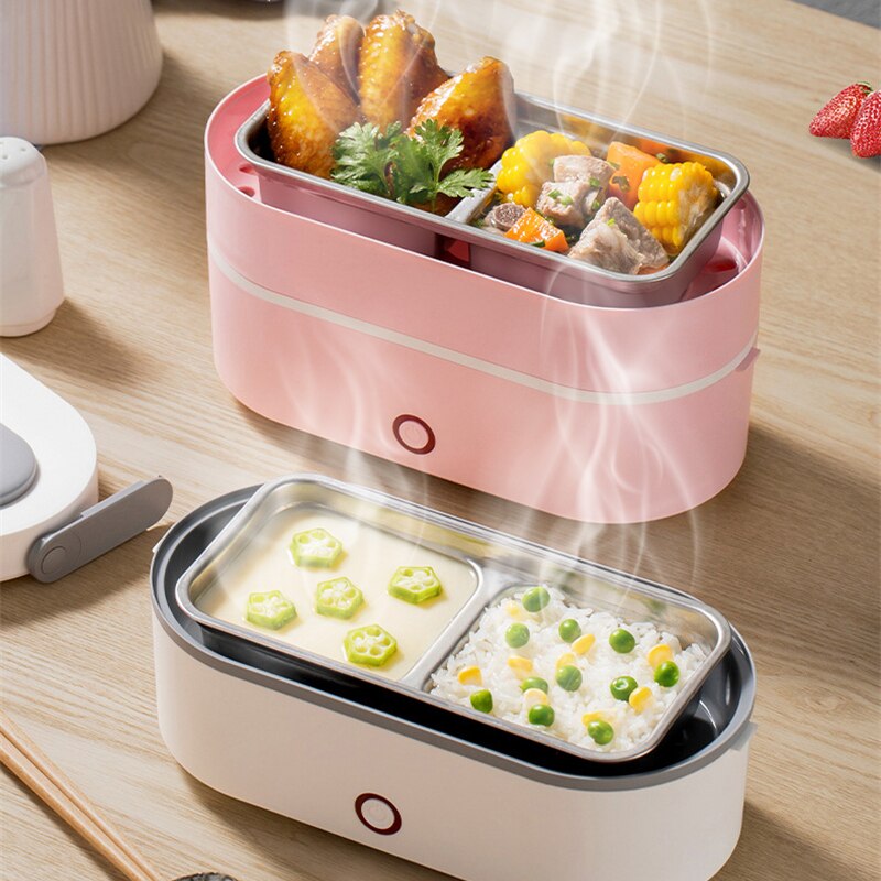 1/2 schicht Elektrisch Beheizt Lunchbox Tragbare Schnelle Heizung Elektrische Reiskocher Lebensmittel Container Kasten Lebensmittel Wärmer Für Schüler Büro