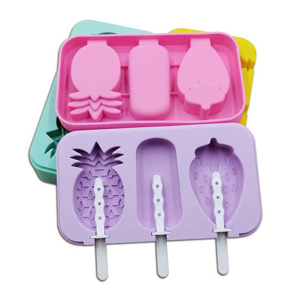 DIY Ananas Erdbeere Klassischen Quadratischen Eis bilden Manuelle DIY Popsicle innovativ Hausgemachte Eis bilden Zufällige Farbe