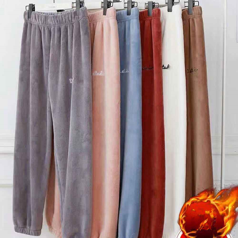 Dame Flanell Hosen frauen Schlaf Schlafanzug Herbst Winter warm Zu Hause Tragen Beiläufige Lange Schlauch Schlafanzug 6 Farben Dicke Schlauch nachtwäsche
