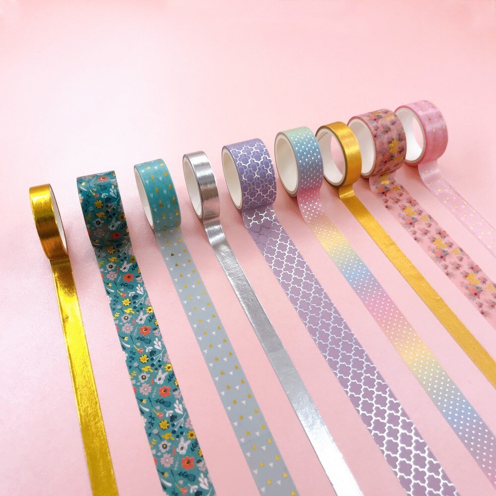 3 teile/satz Goldene Folie Washi Band einstellen Scrapbooking Blume Maskierung Band DIY Klebstoff Deko Band