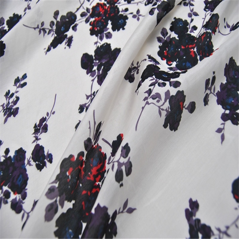 Digital Gedruckt Baumwolle Seide Stoff Druck Mischung 60% Baumwolle 40% Seide Textil 9 mt/mt 54 zoll Blumen aufbringen für Dame bekleidung