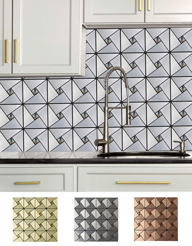 Selbstklebende Metall Backsplash Fliesen Aufkleber Aluminium Schälen und Stock Zauberstab aufkleber für Küche Schlecht Mosaik U-bahn Dekoration