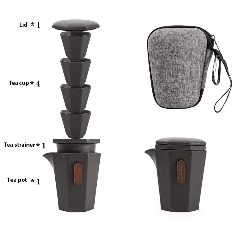 Japanischen Stil Schwarz Geschirr Porzellan Teekanne Teetasse Gaiwan Tragbare Reise Tee-einstellen Kung Fu Getränk für Geschäft