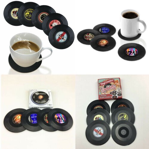 retro Silikon Glas Schleudern matt Vinyl Cd Album Getränke Untersetzer Tasse Halfter