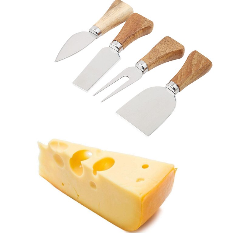 4 teile/satz Messer Käse Reibe Gremium einstellen Bambus Holz Griff Käse Messer Schneidemaschine Bausatz Küche Kochen Werkzeug Käse Cutter Gerät