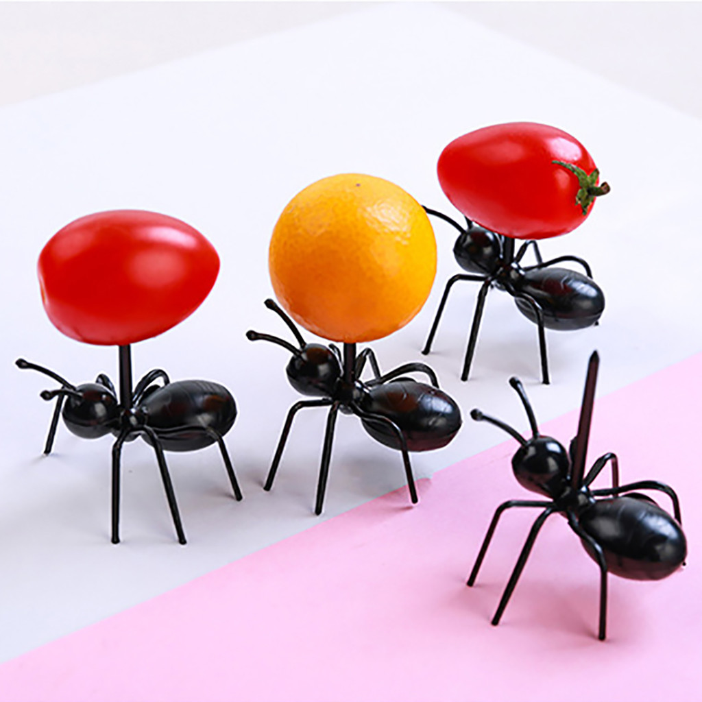 Ameise Obst Gabel Neueste Geschirr Mehrere Verwenden Snack Kuchen Nachtisch Gabeln Für Partei obst Ekorative schwarz ABS Lebensmittel gabel 24PC # W