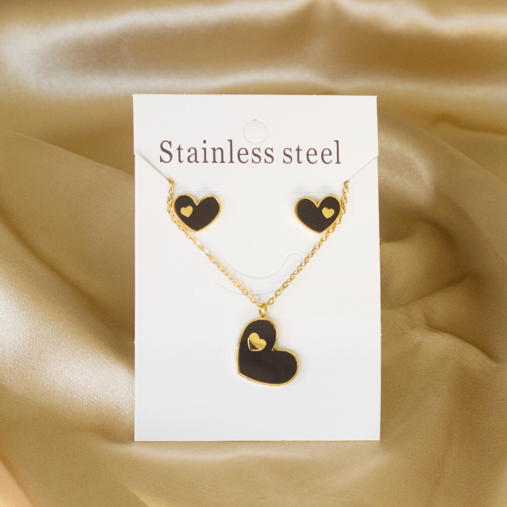 LUXUKISSKIDS Dubai afrikanisch Edelstahl Herz Ohrringe Hülse Halskette Ohrringe Hochzeit Gold Schmuck setzt Für Frauen Mädchen